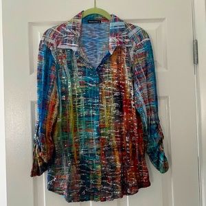David Cline XL multi color shirt 3/4 slv
